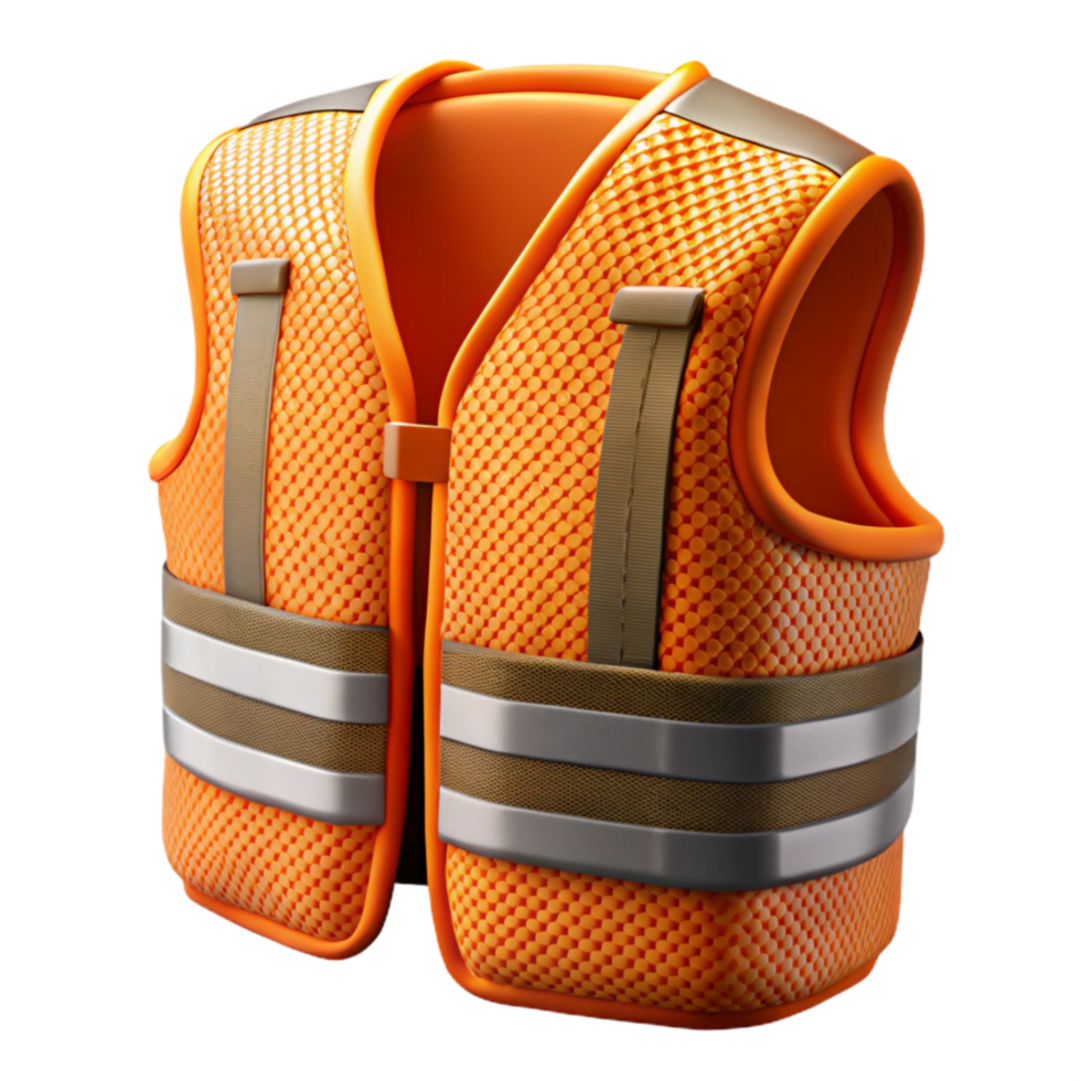 extraordinary creative High Visibility Vest Orange Mesh Transparent Background detailed png