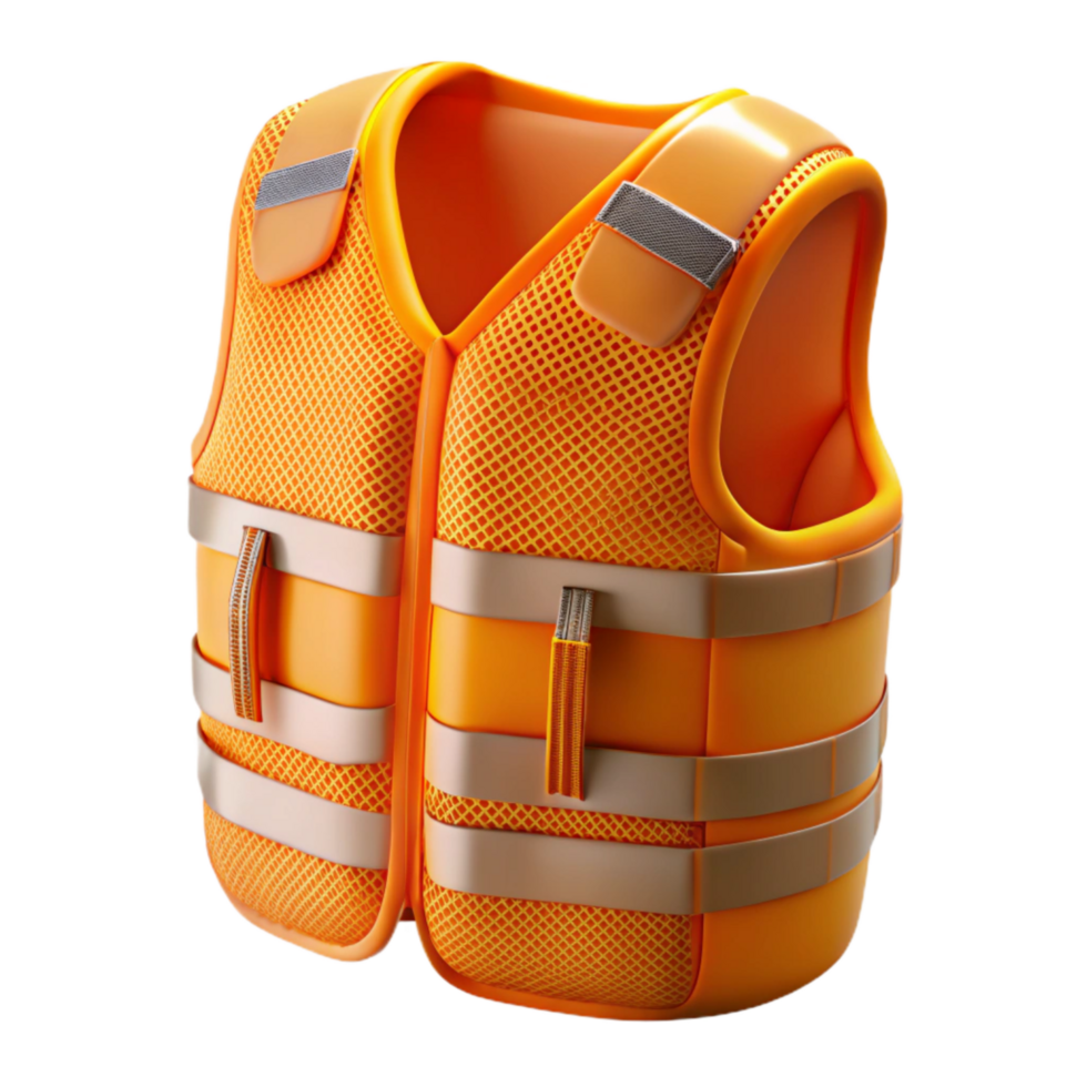 vibrant traditional High Visibility Vest Orange Mesh Transparent Background professional png