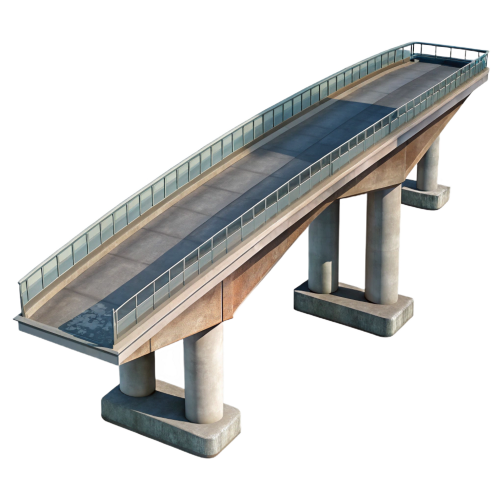 serene vintage Highway Overpass Angled View Isolated high quality png