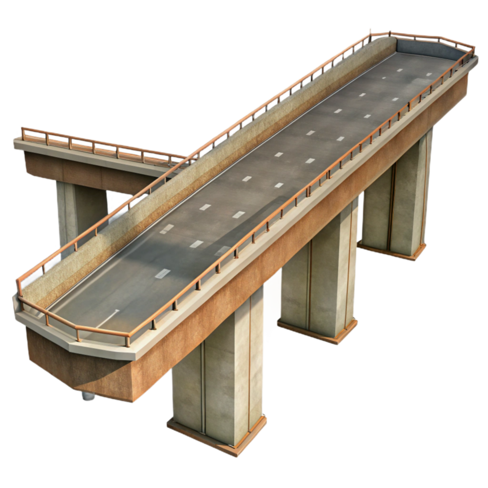 beautiful modern Highway Overpass Angled View Isolated genuine png