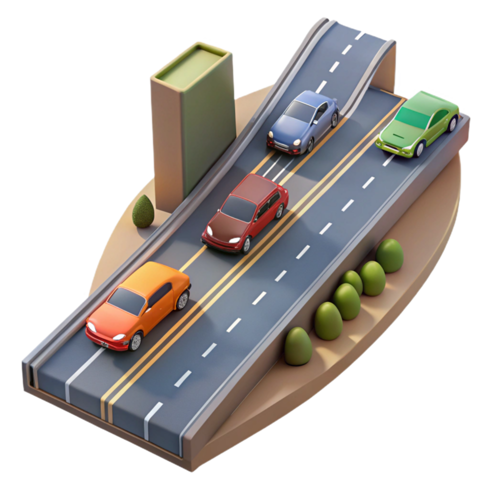 stunning minimalist Highway with Cars Transparent Background detailed png