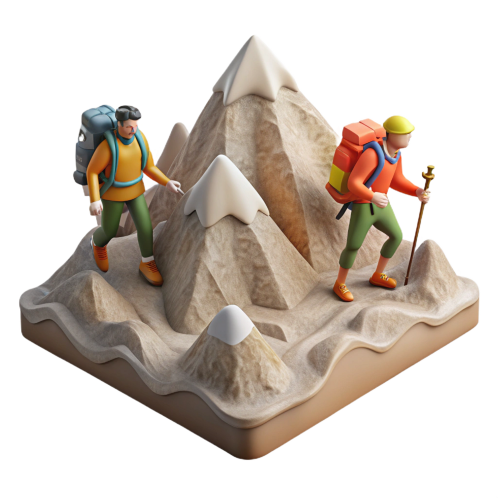 extraordinary contemporary Hikers Reaching Mountain Summit Cutout high quality png