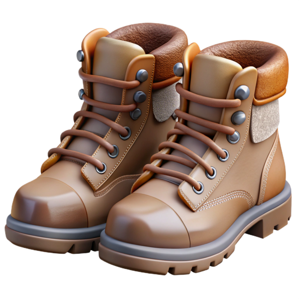impressive artistic Hiking Boots Front View Transparent Background high resolution png