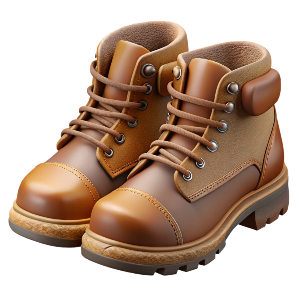 wonderful modern Hiking Boots Leather Brown Transparent Background high quality png