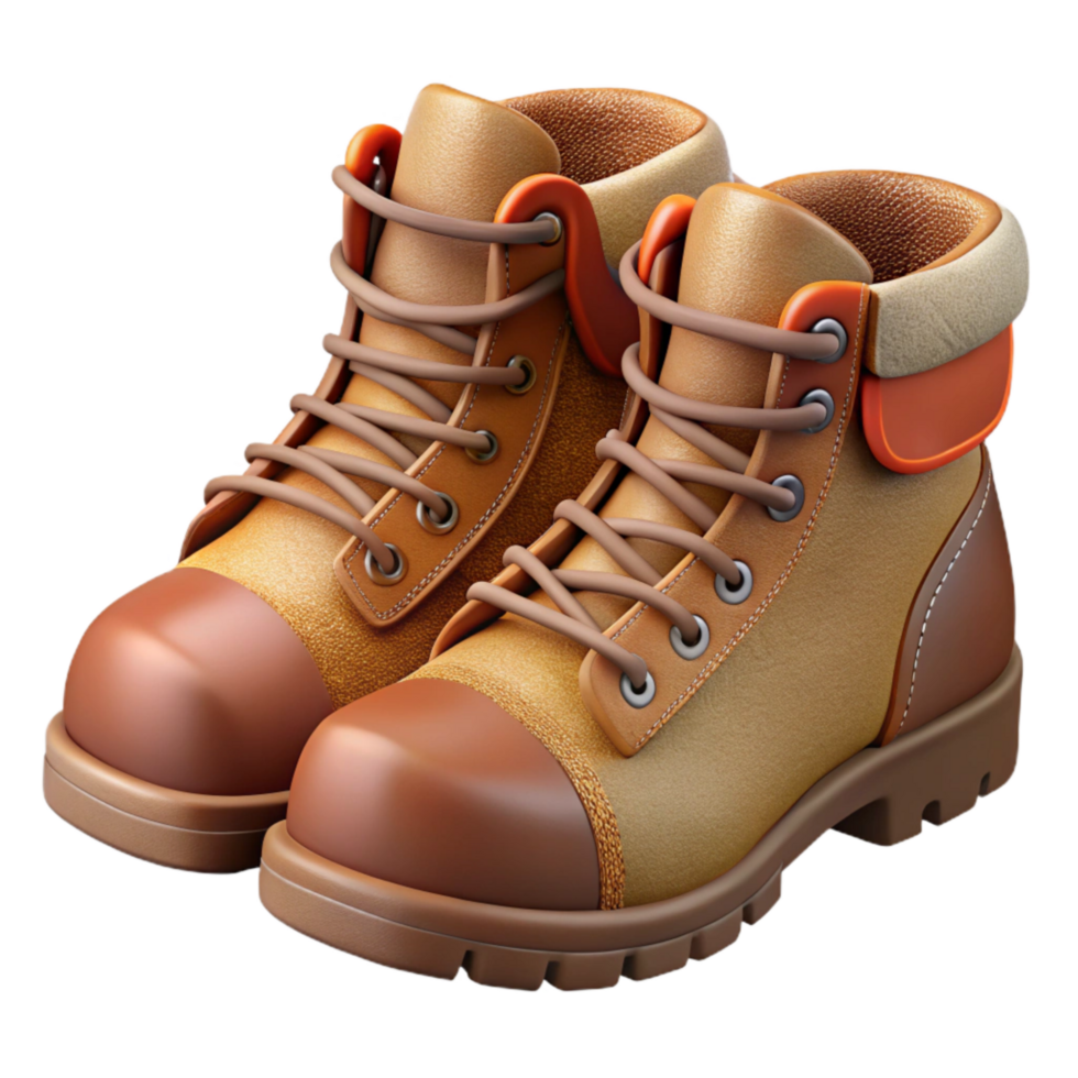 impressive artistic Hiking Boots Leather Brown Transparent Background high resolution png