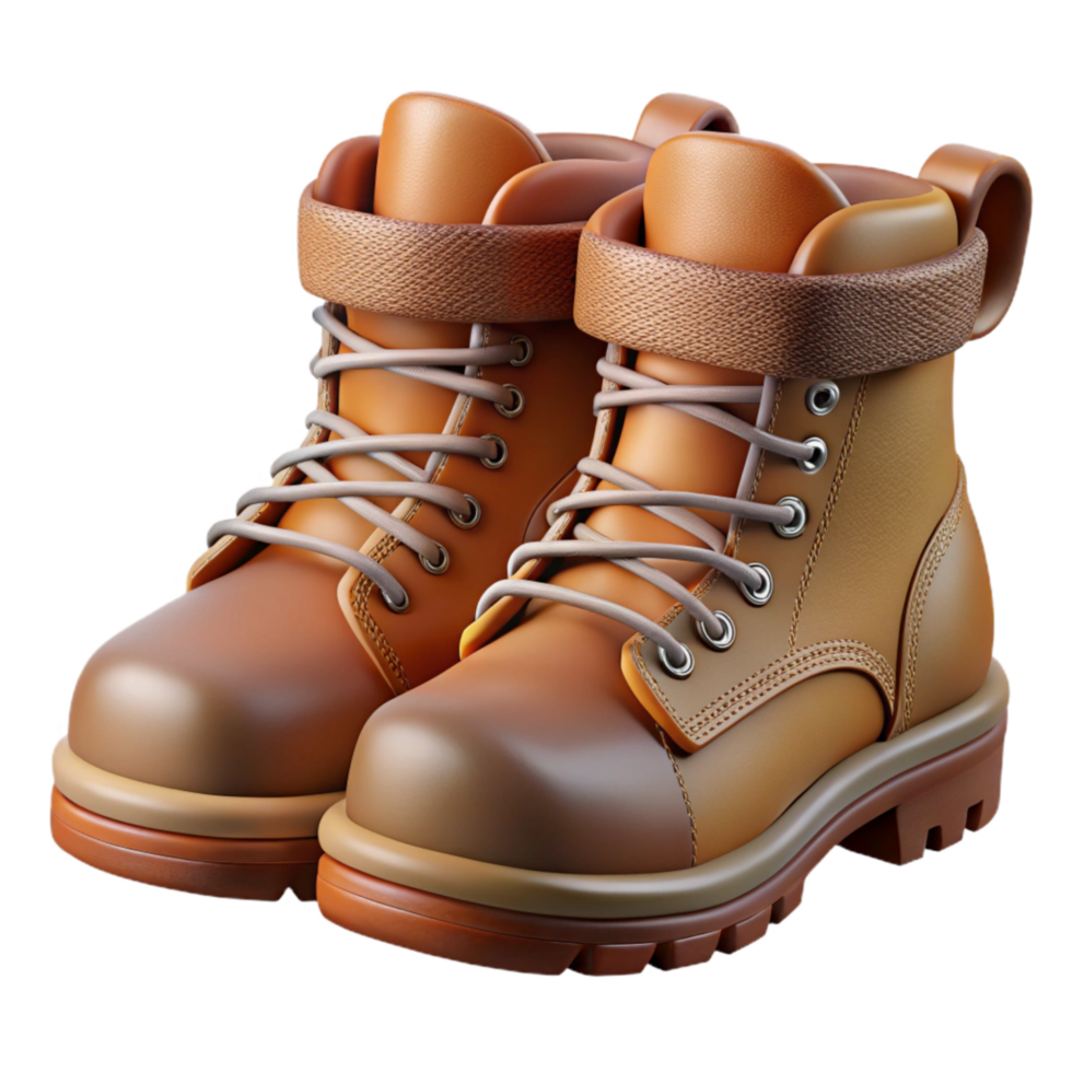 serene contemporary Hiking Boots Leather Brown Transparent Background genuine png