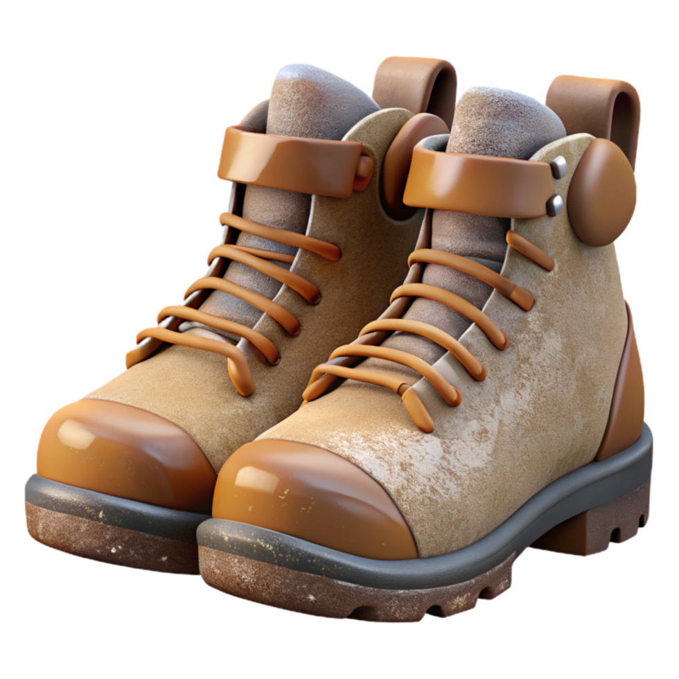 dramatic contemporary Hiking Boots Mud Covered Transparent Background high quality png