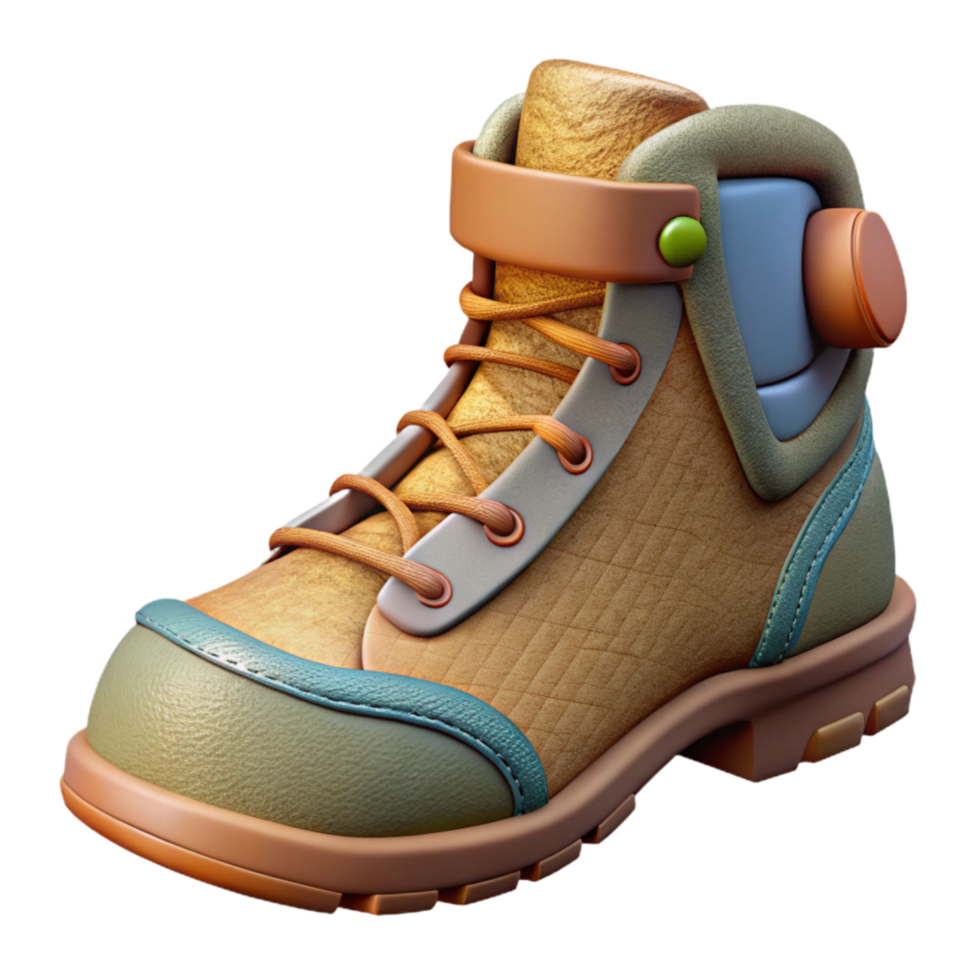 dramatic minimalist Hiking Boots Side View Isolated on Transparent Background genuine png