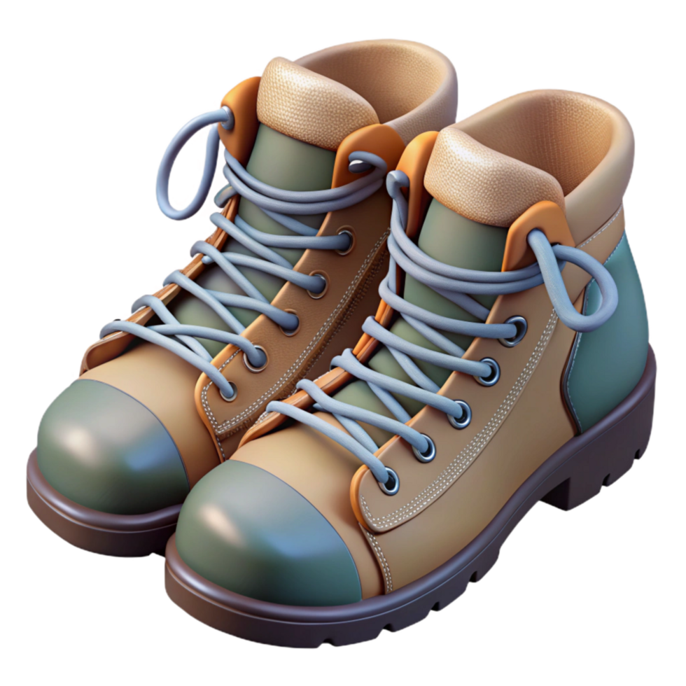impressive artistic Hiking Boots Top View with Laces Tied Transparent Background premium png