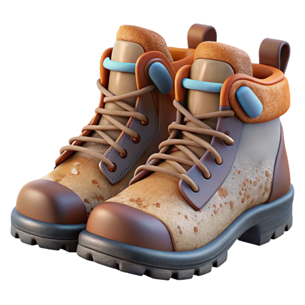 dramatic traditional Hiking Boots with Mud Stains Cutout high quality png