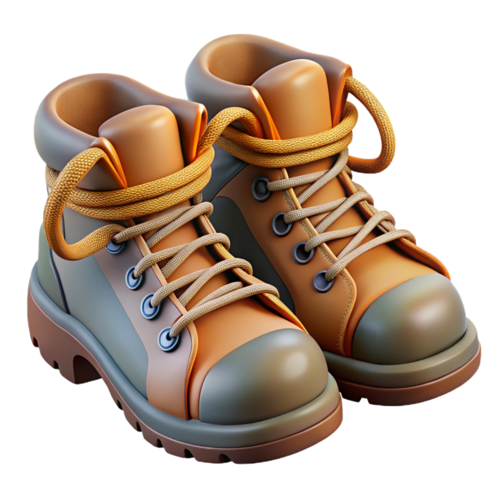 impressive artistic Hiking Boots Top View with Laces Tied Transparent Background professional png