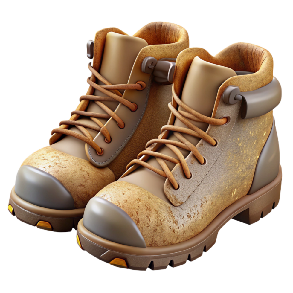 dramatic minimalist Hiking Boots with Mud Stains Cutout premium png