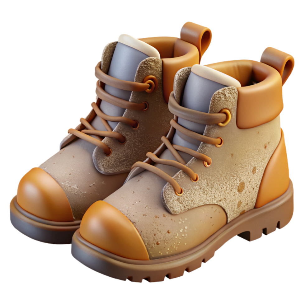 serene traditional Hiking Boots with Mud Stains Cutout png