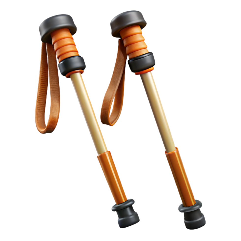 beautiful rustic Hiking Poles Extended Length Isolated premium png