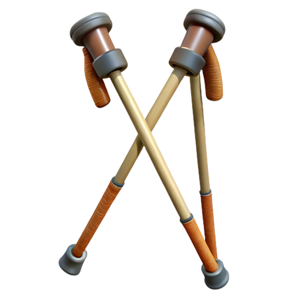 serene modern Hiking Poles Pair Transparent Background detailed png