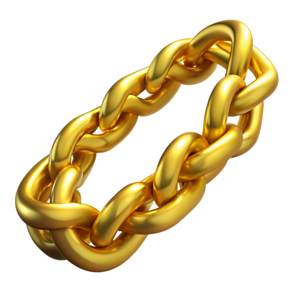 dramatic rustic Hip Hop Chain Gold Isolated on Transparent Background professional png