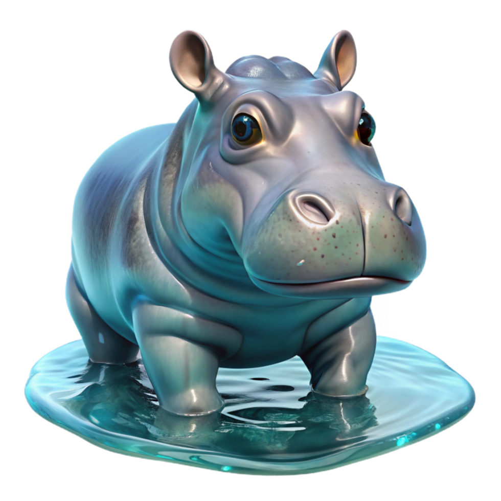 magnificent artistic Hippopotamus Submerged in Water Element premium png