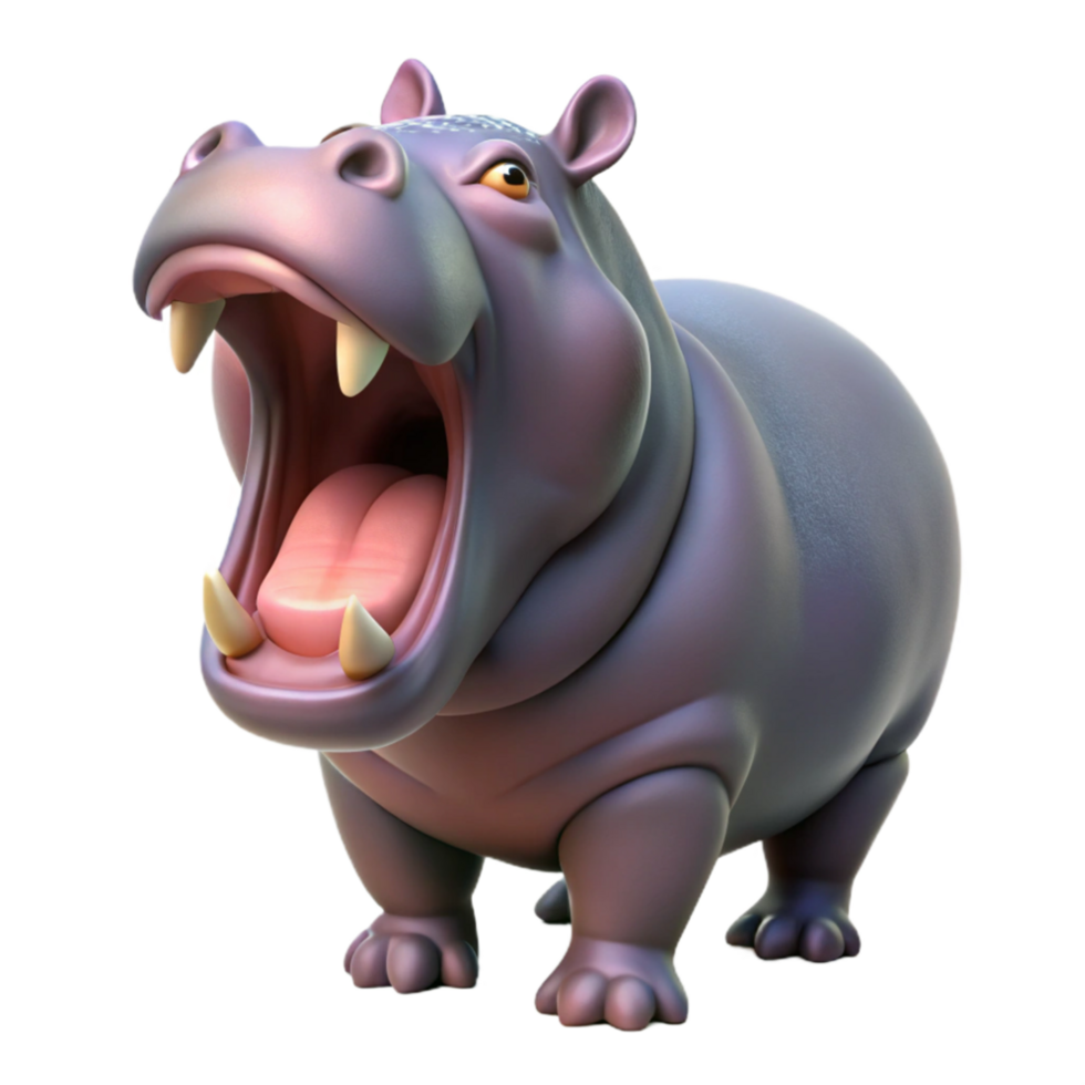stunning abstract Hippopotamus Yawning Wide Isolated exclusive png