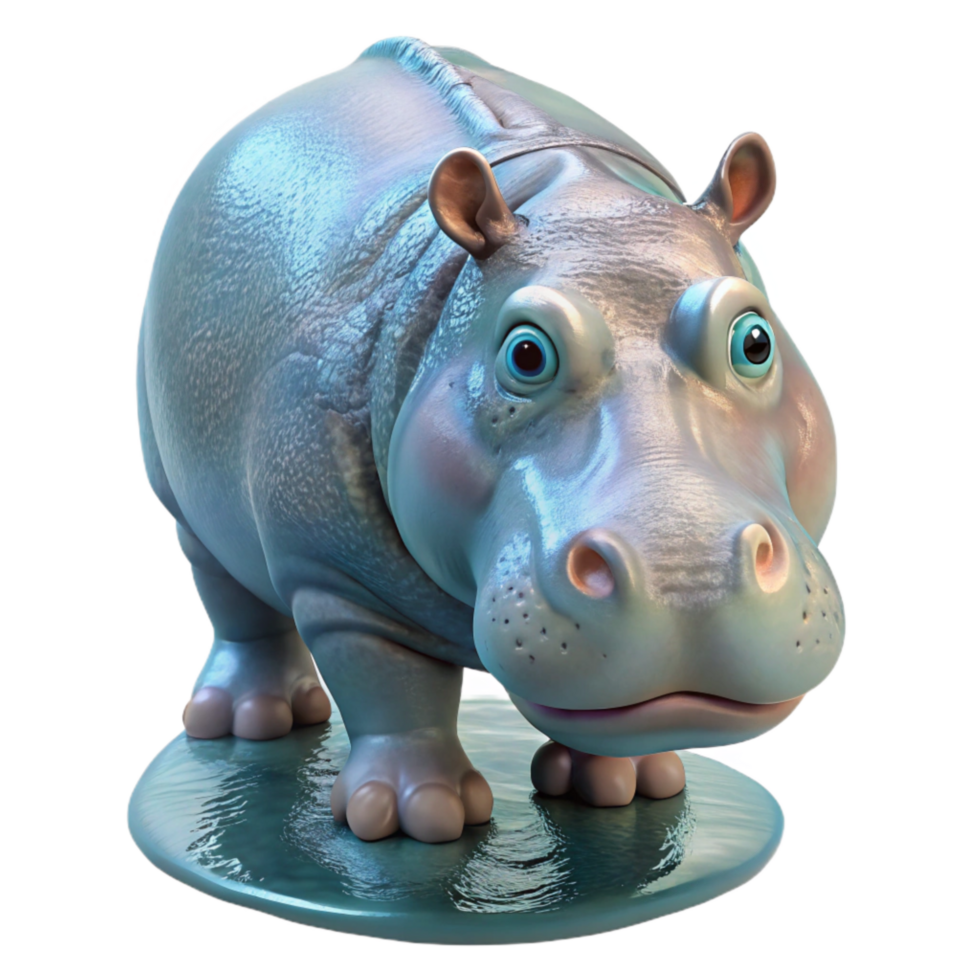 vibrant traditional Hippopotamus Submerged Transparent Background high quality png