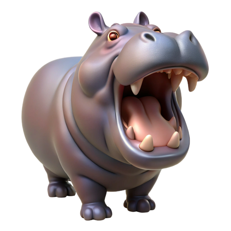 stunning rustic Hippopotamus Yawning Wide Isolated premium png