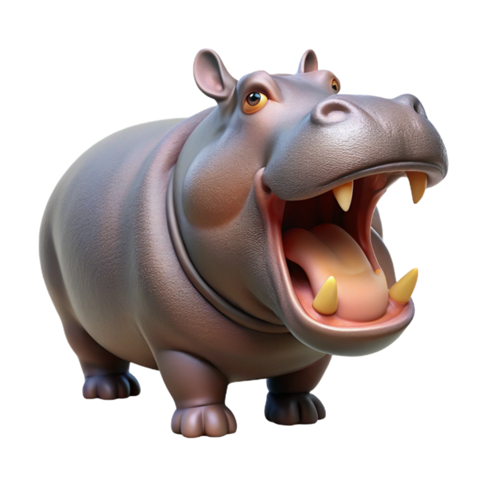 serene classic Hippopotamus Yawning Wide Isolated high quality png