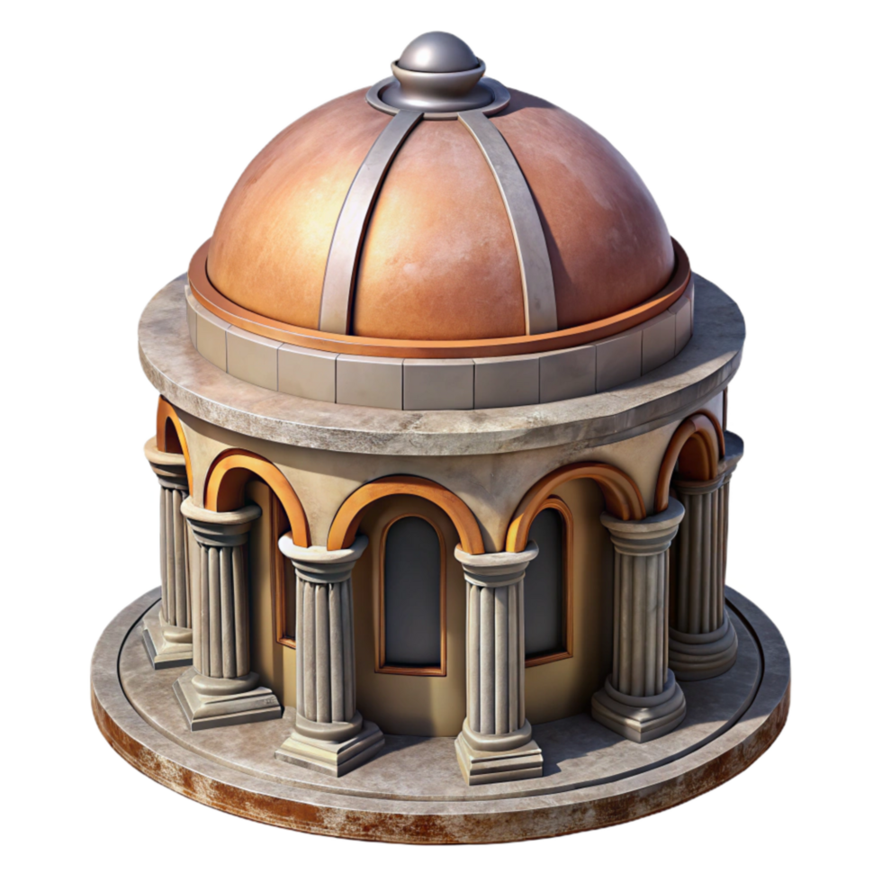 serene rustic Historical Building Dome Cutout Architectural Detail professional png