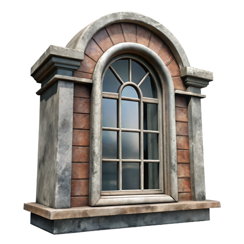 stunning vintage Historical Building Window Cutout with Faded Paint Texture professional png