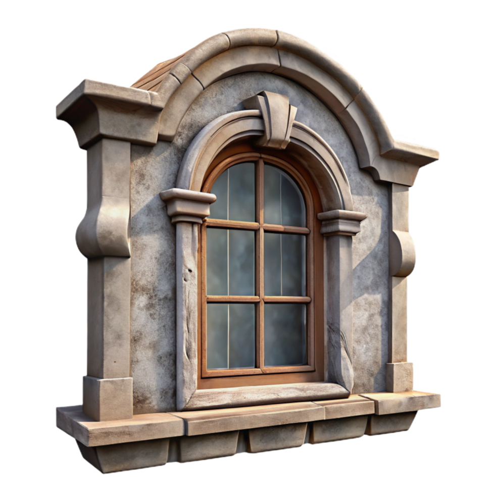 magnificent artistic Historical Building Window Cutout with Faded Paint Texture authentic png