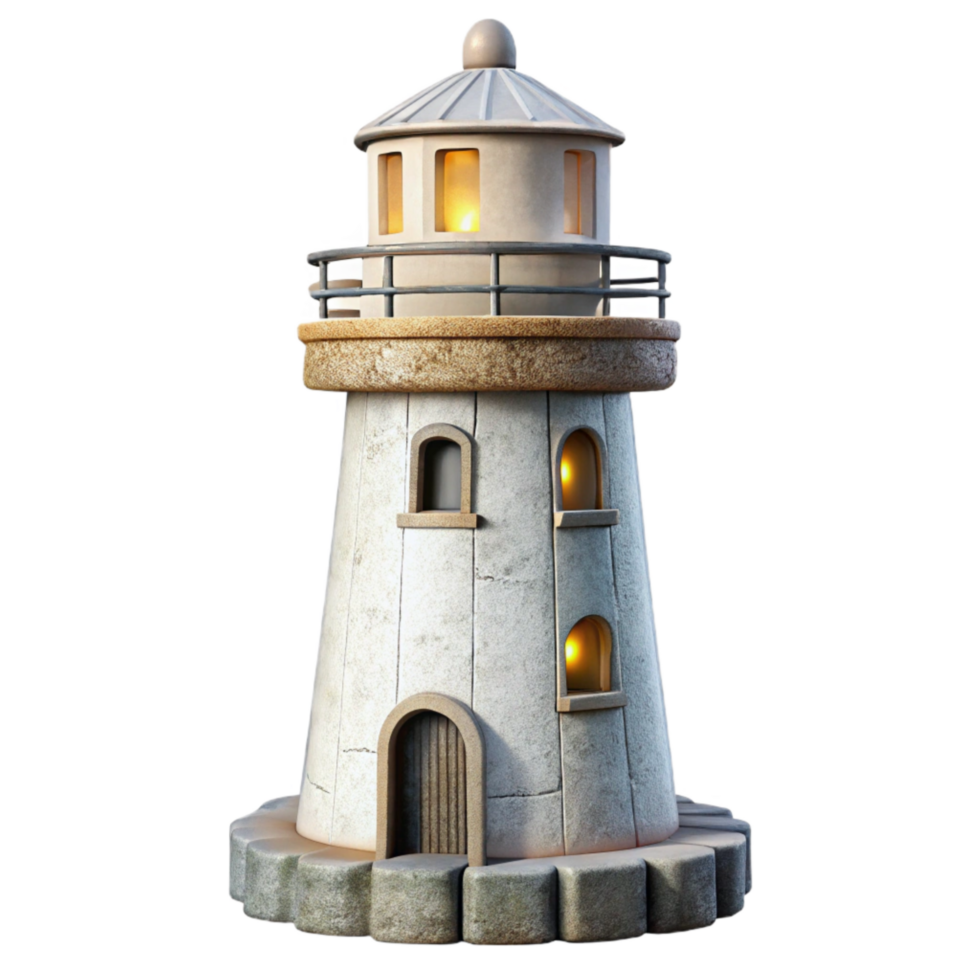 stunning rustic Historical Lighthouse Bright White Cutout detailed png