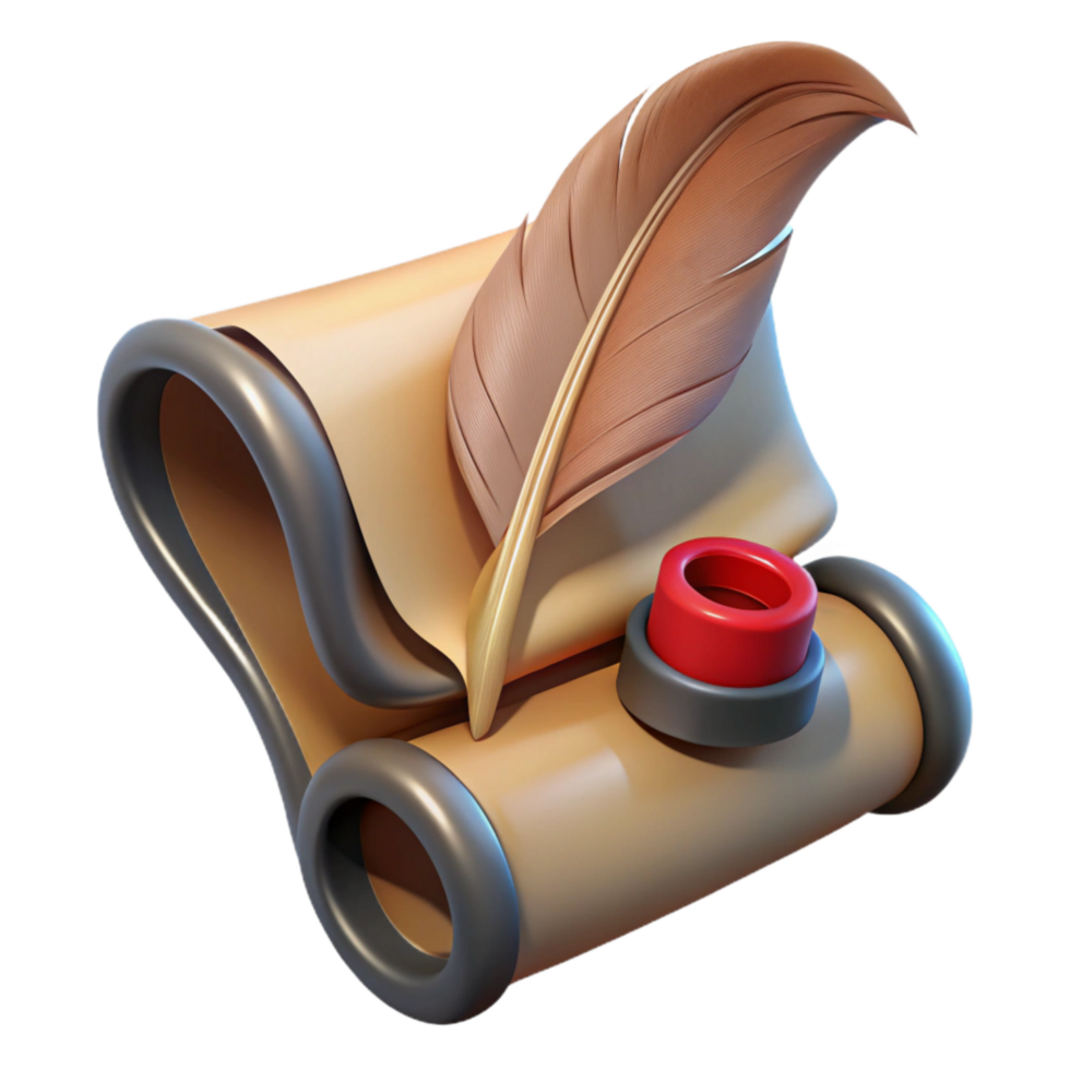 elegant classic Historical Manuscript with Quill Transparent Background high resolution png