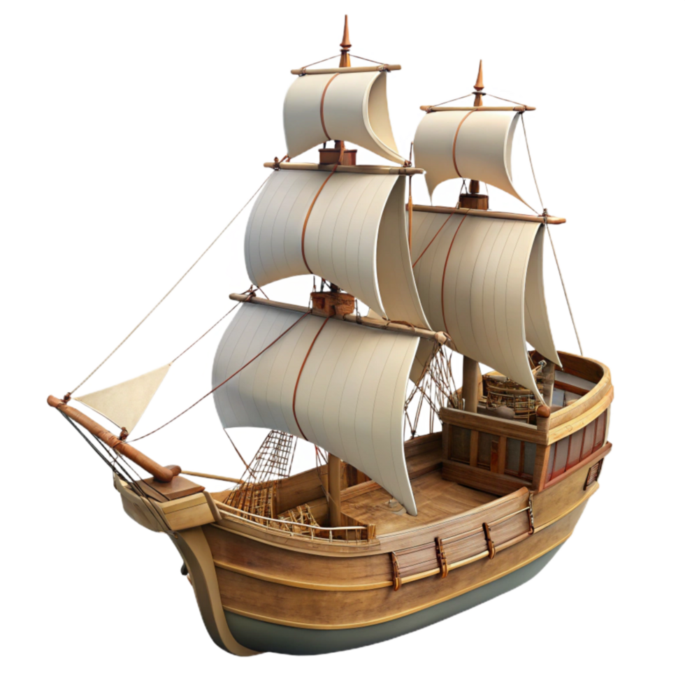 elegant artistic Historical Ship at Sea Transparent high resolution png
