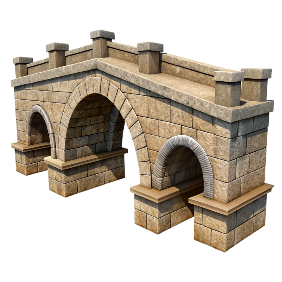 beautiful traditional Historic Bridge Stone Arch Perspective View Cutout high resolution png
