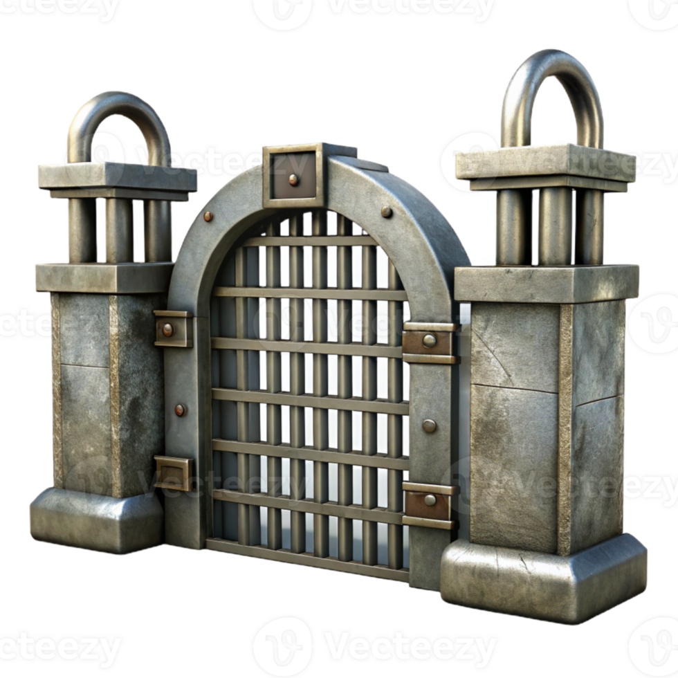 vibrant vintage Historic Canal Lock Metal Gates Transparent Background high quality png