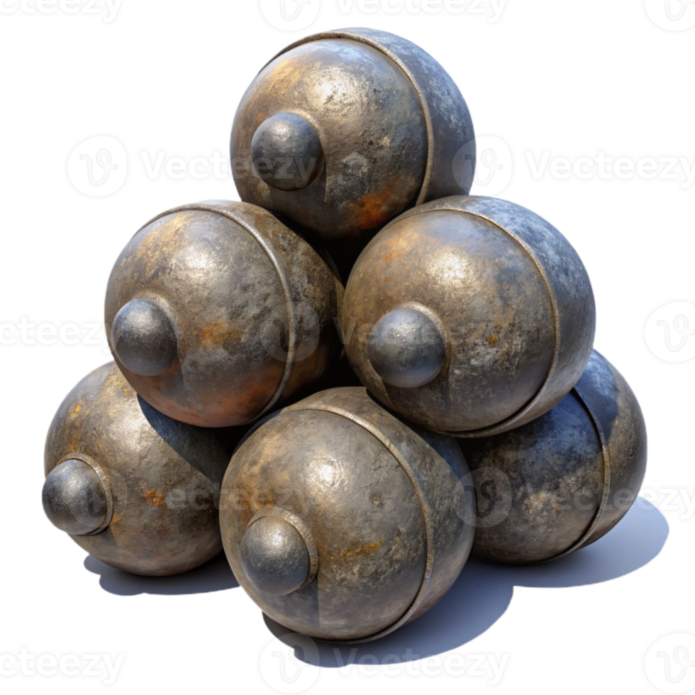 dramatic minimalist Historic Cannonball Stacked Isolated detailed png