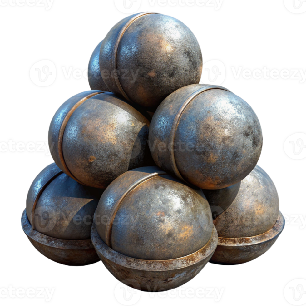 stunning vintage Historic Cannonball Stacked Isolated authentic png