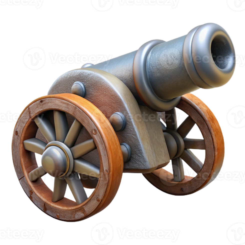 serene modern Historic Cannon Side View Isolated on Transparent Background png