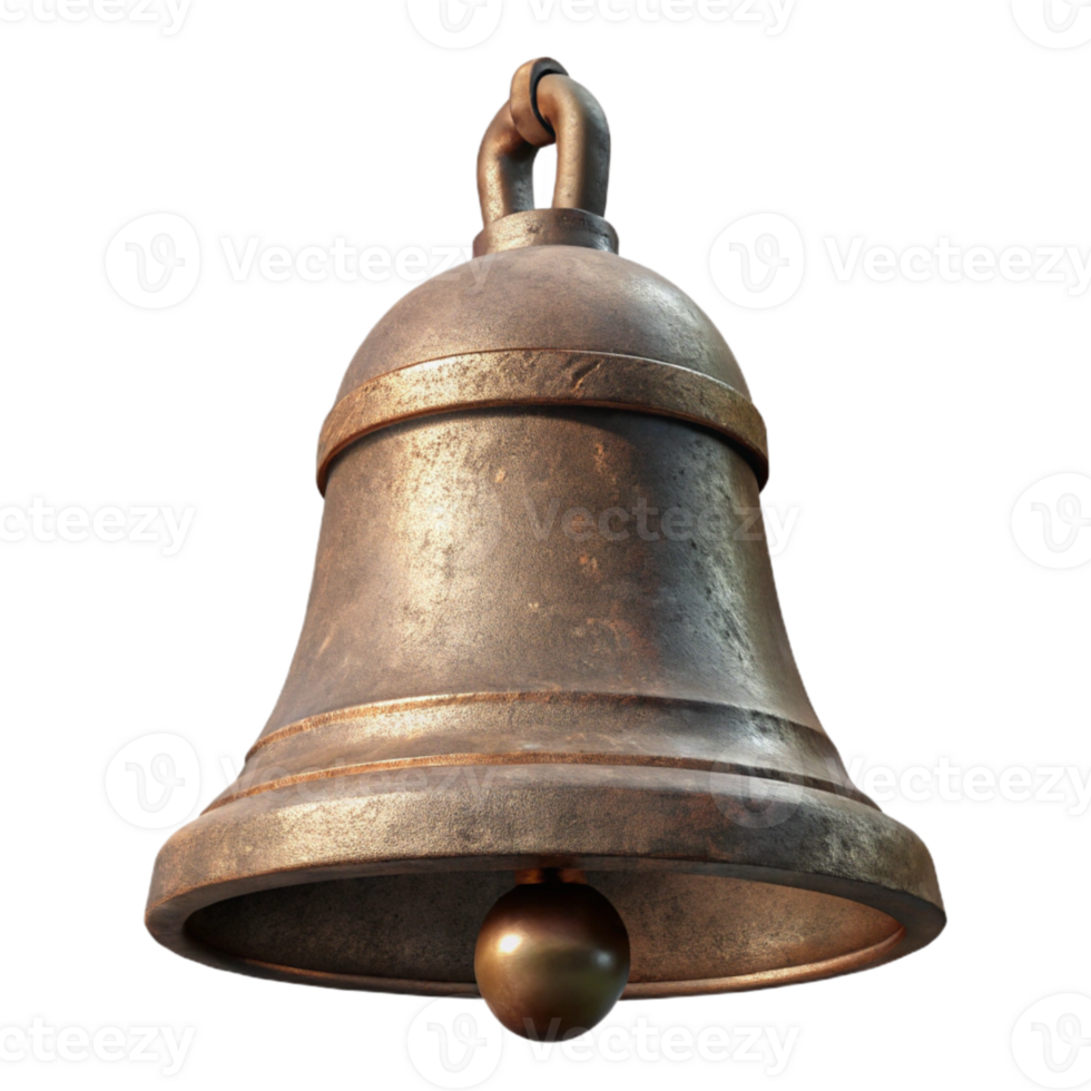 elegant rustic Historic Church Bell Side View Isolated genuine png
