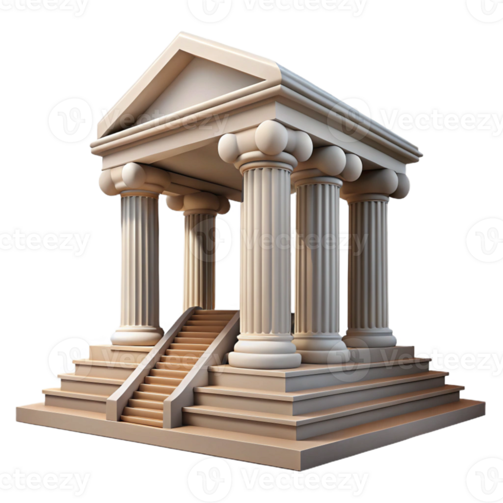 elegant classic Historic Courthouse Columns and Steps Isolated authentic png
