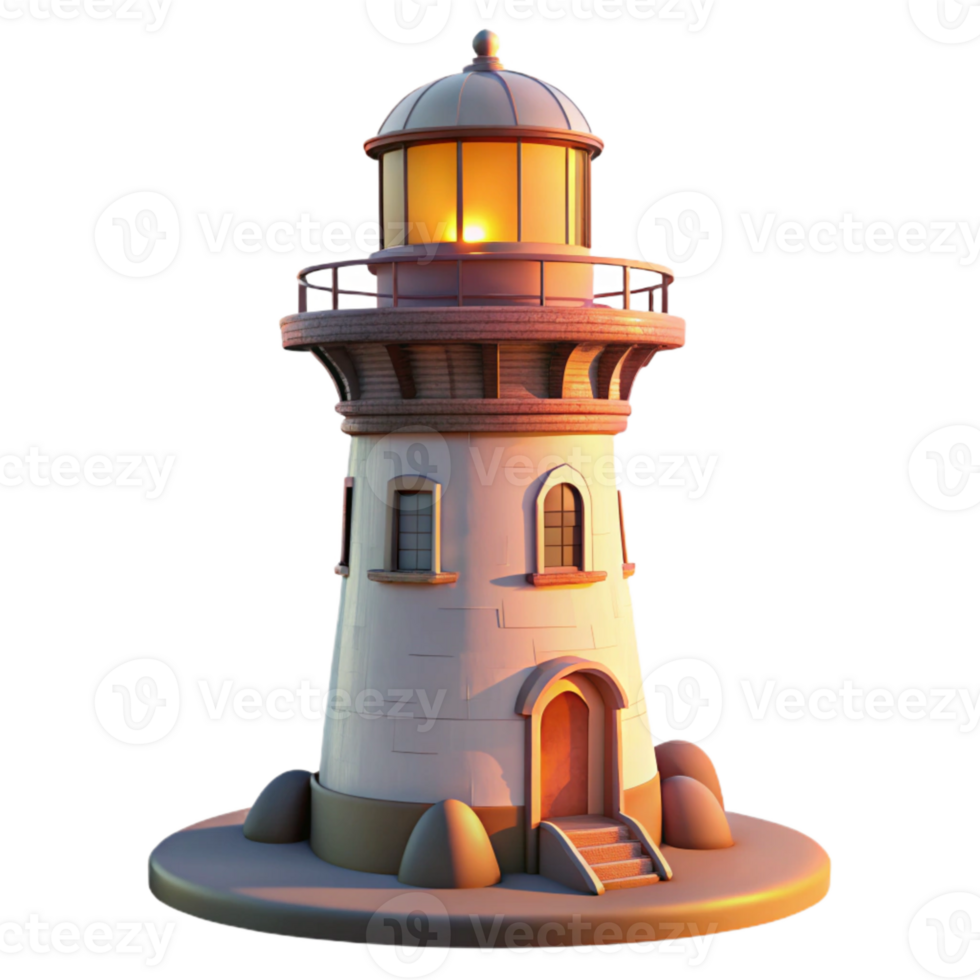 wonderful rustic Historic Lighthouse at Sunset Transparent Background genuine png