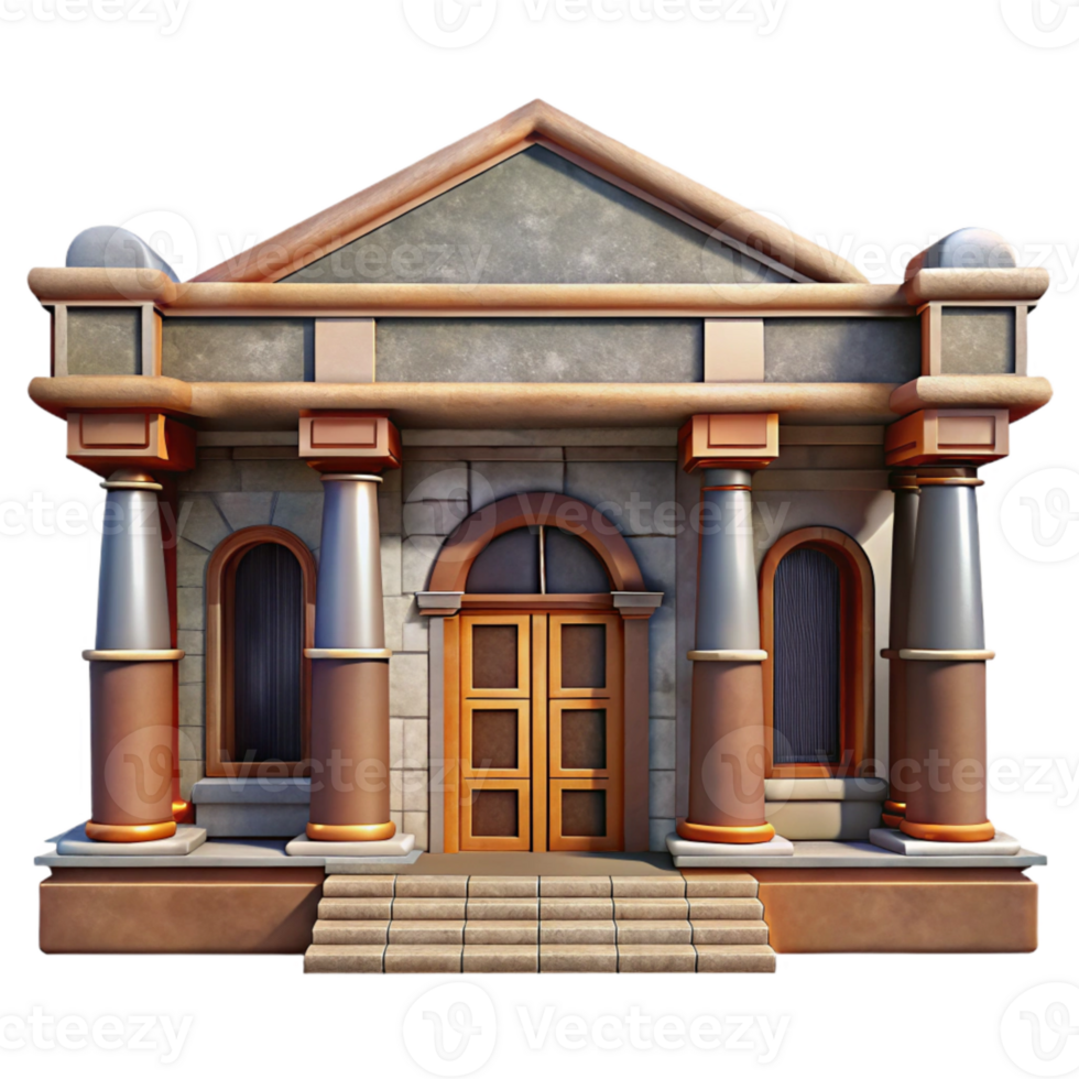 vibrant abstract Historic Library Building Front View Transparent Background exclusive png