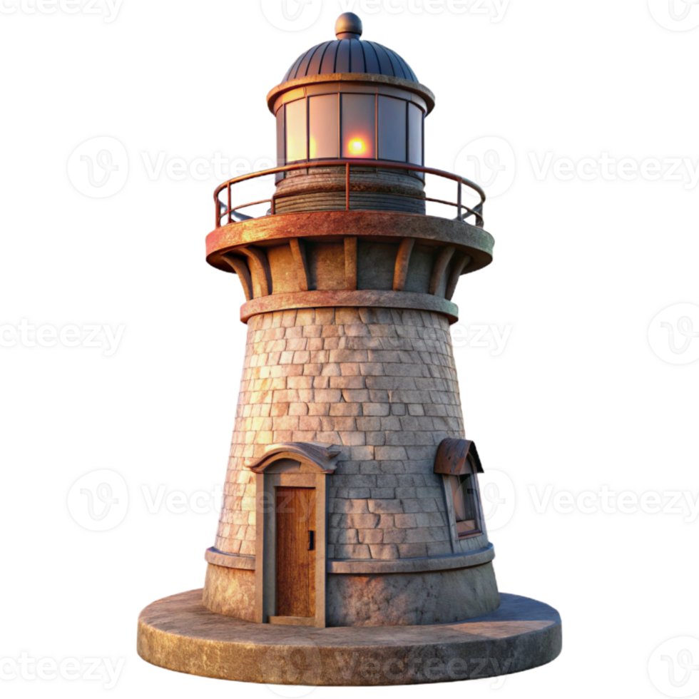elegant traditional Historic Lighthouse at Sunset Transparent Background detailed png