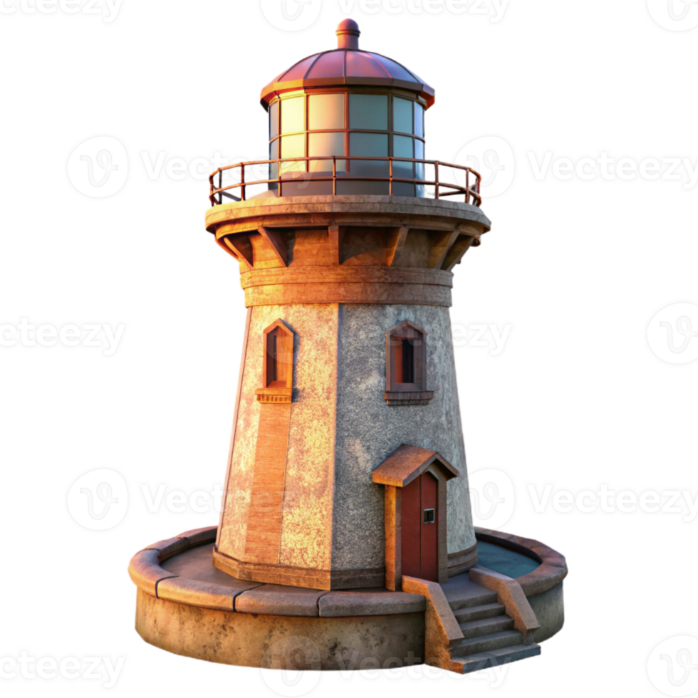 elegant traditional Historic Lighthouse at Sunset Transparent Background high quality png