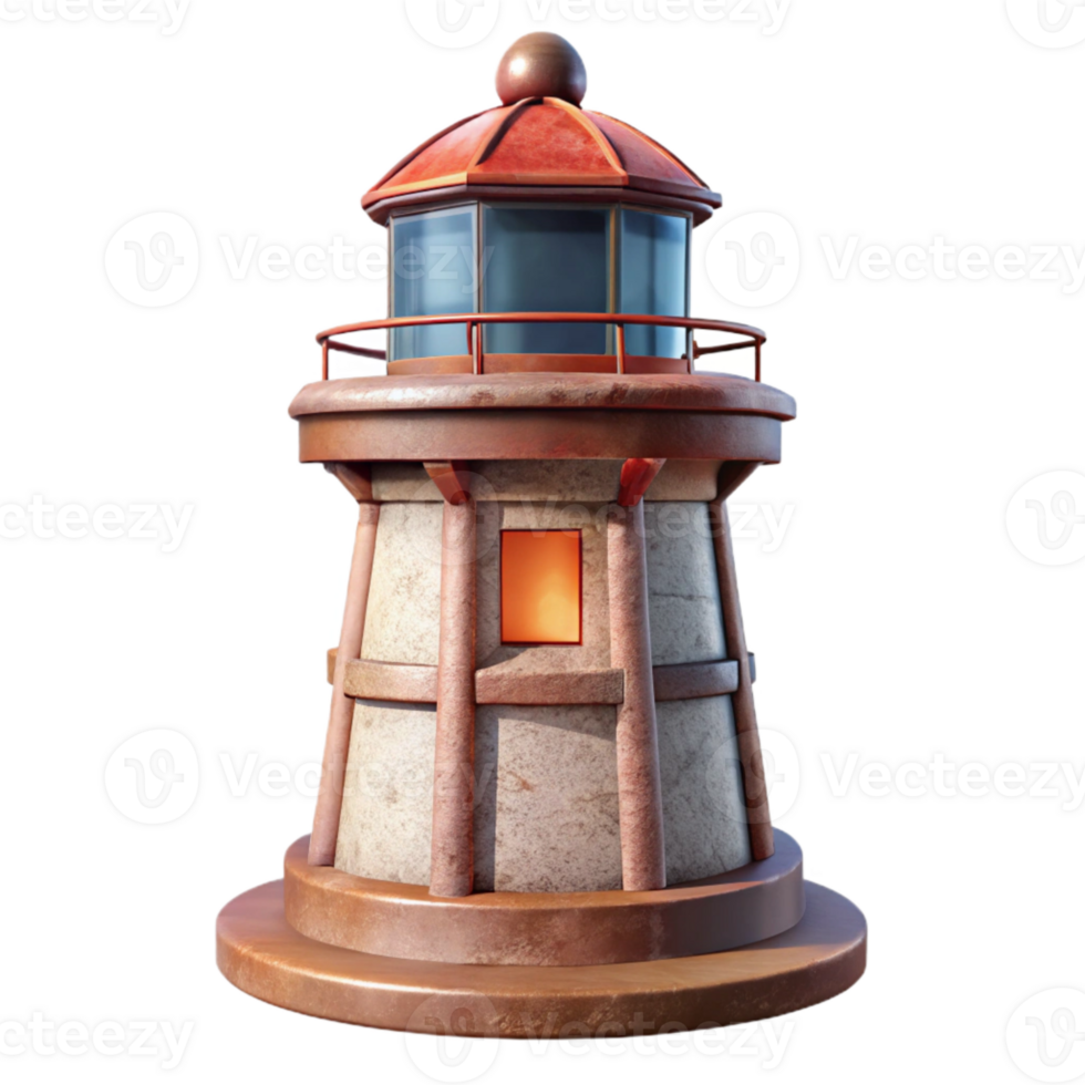 serene modern Historic Lighthouse Beacon Light Isolated high quality png