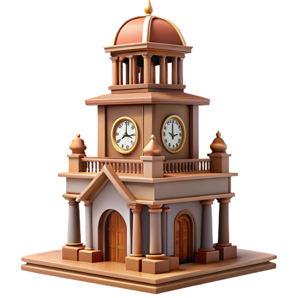 impressive minimalist Historic Town Hall Clock Tower Detail Isolated detailed png