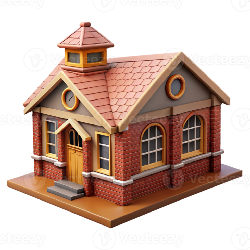 extraordinary vintage Historic Schoolhouse Brick Facade Isolated original png