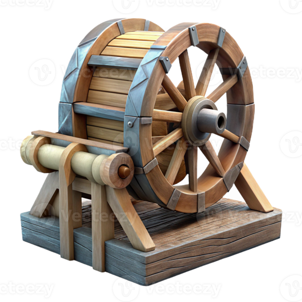 beautiful abstract Historic Mill Water Wheel Detail Transparent Background high quality png