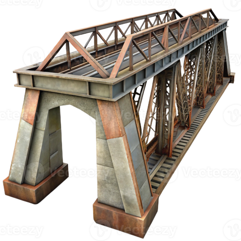 impressive traditional Historic Railway Bridge Steel Structure Isolated detailed png