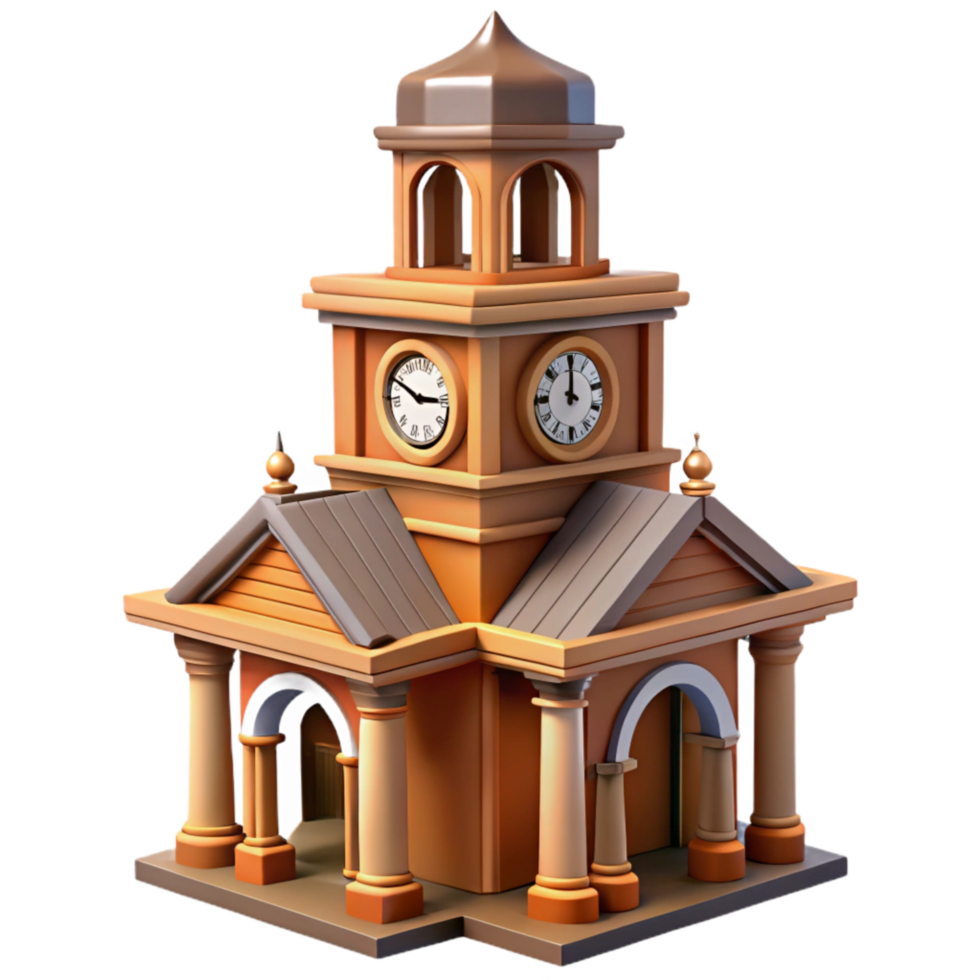 vibrant modern Historic Town Hall Clock Tower Detail Isolated exclusive png