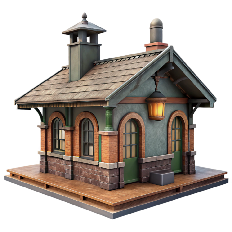 vibrant vintage Historic Train Station Front View Cutout high quality png