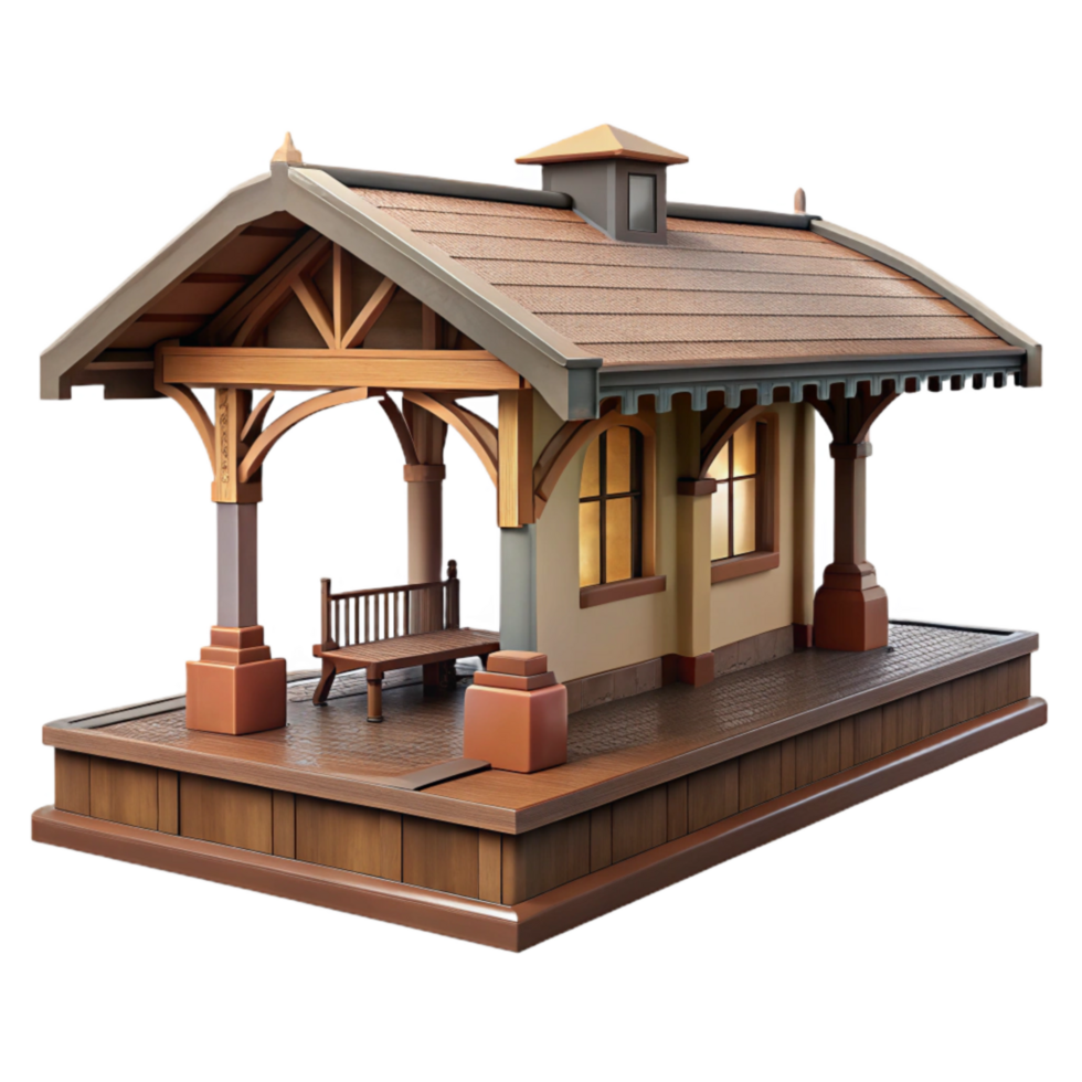 magnificent vintage Historic Train Station Platform View Isolated premium png